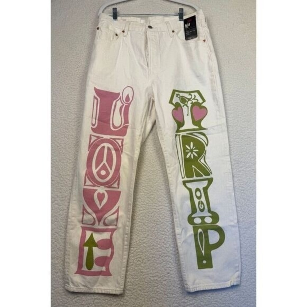 NWT Levis Premium 90s 501 Straight Fit Love Trip 32X30 Urban Hip Hop Y2K Retro